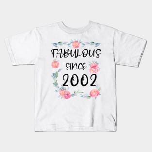 Women 19 Years Old Fabulous Since 2002 Flowers Kids T-Shirt